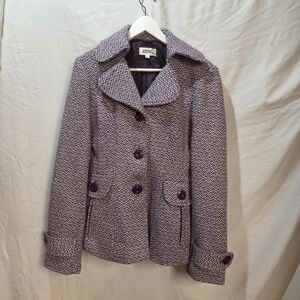 Costa Blanca Purple And White Tweed Peacoat 30% Wool Sz 10 Classic Geometric Y2k